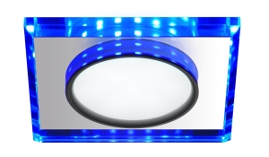 SSP-22 CH/TR+BL 8W LED 230V RING LED NIEBIESKI oczko sufitowe  lampa sufitowa STAŁA  KWADRATOWA  SZKŁO TRANSPARENTNE