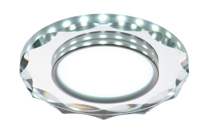 SSP-25 CH/TR+WH 8W LED 230V RING LED BIAŁY oczko sufitowe  lampa sufitowa OKRĄGŁA SZLIF SZKŁO TRANSPARENTNE