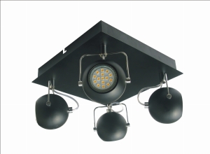 PLAFON TONY 4X3W LED GU10 CZARNY MATOWY