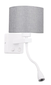 POLO KINKIET 1X40W E27 + 2W LED BIAŁY ABAŻ. OKRĄGŁY SZARY