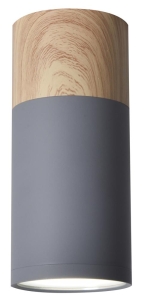 TUBA LAMPA SUFITOWA 1X15W GU10 6,8/15 SZARY+DREWNO