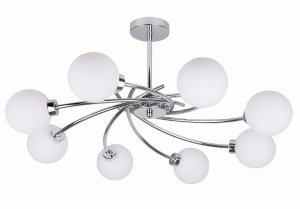 Agapant lampa wisząca chromowy 8x40w g9 klosz biały