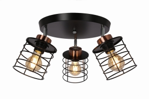 Glob lampa sufitowa plafon czarny+złoty 3x40w e27 klosz czarny
