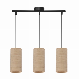 Fleri lampa wisząca czarny 3x60 e27 abażur 12x25 beżowy ratan