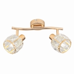 Dubai lampa sufitowa listwa różowy złoty 2x40W E14 klosz złoty z kryszt transp