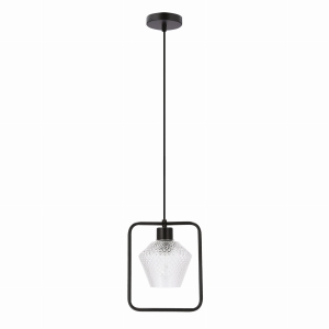 NIKO LAMPA WISZĄCA CZARNY 1X40W E27 KLOSZ BEZBARWNY KARBOWANY