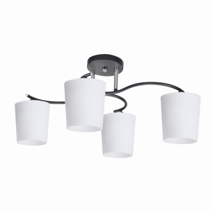 ESNYR LAMPA SUFITOWA CHROMOWY+CZARNY 4X40 E27 KLOSZ BIAŁY