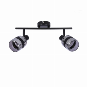 YUKI LAMPA LISTWA CZARNY MATOWY 2X15W E14 KLOSZ DYMIONY