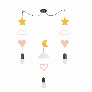 Trio hcsm p lampa wisząca czarny 3x20W E27 iq kids różowy+biały+złoty
