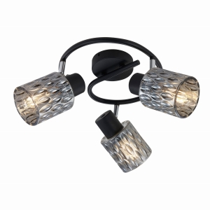 BILL LAMPA SUFITOWA SPIRALA CZARNY 3X40W E27 KLOSZ DYMIONY