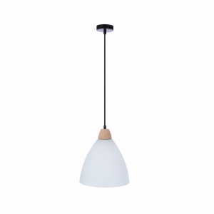 NAPOLA LAMPA WISZĄCA CZARNY Z DREWNEM 1X60W E27 KLOSZ BIAŁY
