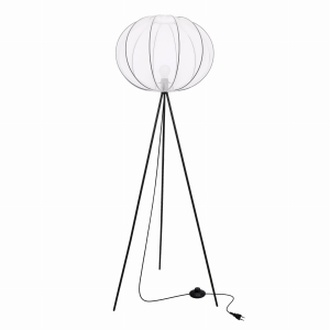 MELLOW lampa podłogowa czarny 1x40W E27 abażur mist 52 biały kula