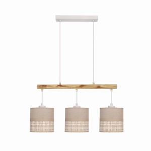 Izotto lampa wisząca biały 3x60W E27 abażur beżowy
