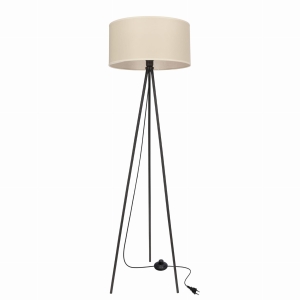 SHANTI lampa podłogowa czarny 1x40W E27 abażur beżowy