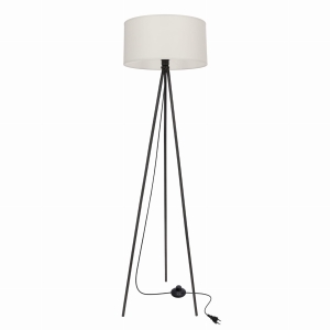 SHANTI lampa podłogowa czarny 1x40W E27 abażur szary