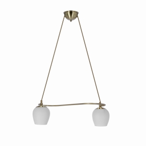 Serano lampa wisząca patynowy 2x60W E27 klosz biały