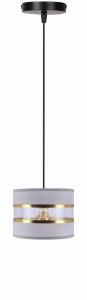 PANDY lampa wisząca czarny 1x40W E27 abażur szary+złoty