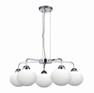 Madryt lampa wisz¹ca chrom 5x60W E27 klosz biały