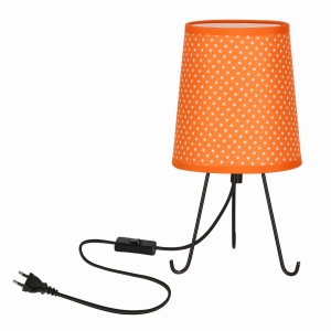 Smally lampa stołowa czarny 1x40 E14 abażur pomarańczowy w kropki