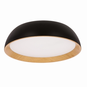 Calabria lampa sufitowa plafon czarno drewniany 24W LED 40x32 cm klosz biały