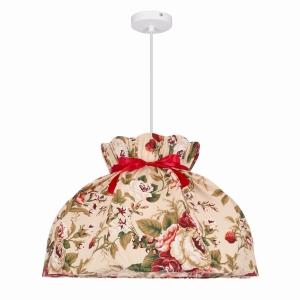 ROZANO lampa wisząca biały 1x40W E27 abażur kwiatowy