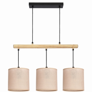 Combi lampa wisząca czarny 3x60W E27 abażur beżowy