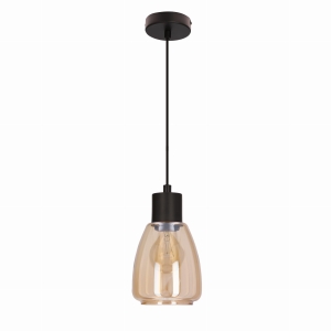 MOLDO lampa wisząca czarny 1x40W E27 klosz bursztynowy 31-35073