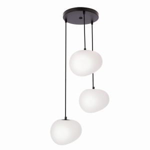 STONES lampa wisząca talerz czarny 20cm 3x40W E27 klosz biały 33-35172