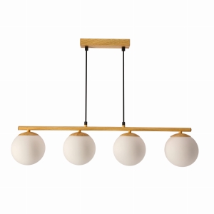 Carrine lampa wisząca drewniany 4x40W E14 klosz biały 34-37442