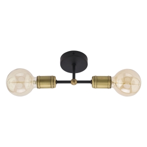 RETRO LAMPA SUFITOWA 2 PŁ CZARNA / PATYNA