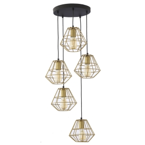 DIAMOND MM ZŁOTY PROSZEK  LAMPA WISZĄCA 5 PŁ KOŁO