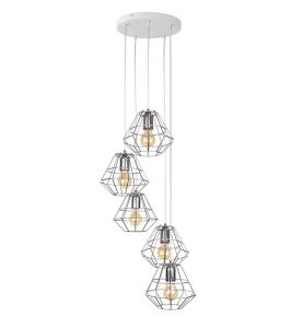DIAMOND SILVER LAMPA WISZĄCA 5 PŁ KOŁO CHROM