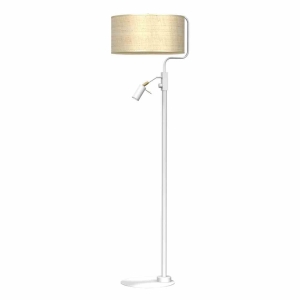 Lampa podłogowa MARSHALL WHITE / RATTAN 1xE27 + 1x mini GU10
